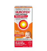 Nurofen For Children Baby 3+ Months Pain and Fever Relief Concentrated Liquid 200mg/5ml Ibuprofen Strawberry 50mL (Limit ONE per Order)